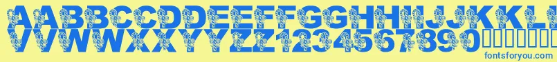 LmsPeppermintTwist Font – Blue Fonts on Yellow Background