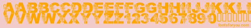 Fonte LmsPeppermintTwist – fontes laranjas em um fundo rosa