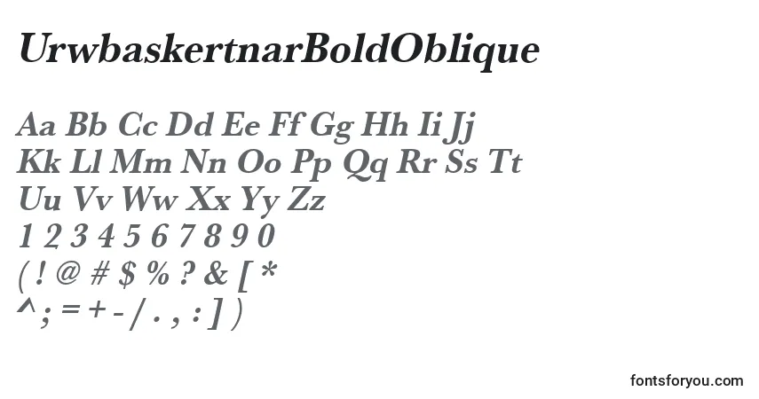 A fonte UrwbaskertnarBoldOblique – alfabeto, números, caracteres especiais