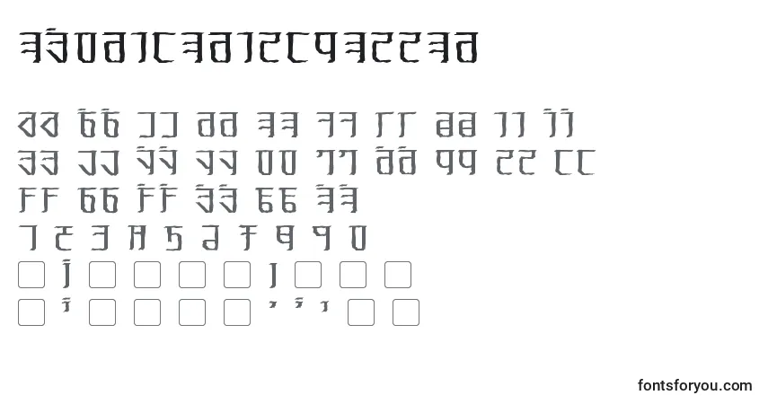 Schriftart ExoditeDistressed – Alphabet, Zahlen, spezielle Symbole