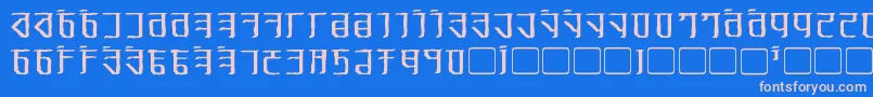フォントExoditeDistressed – ピンクの文字、青い背景