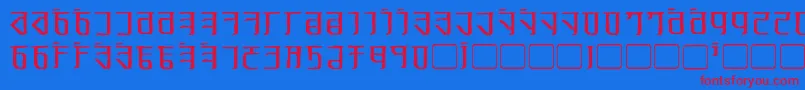 フォントExoditeDistressed – 赤い文字の青い背景