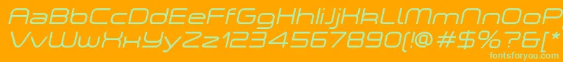 フォントASpaceLightItalicDemo – オレンジの背景に緑のフォント