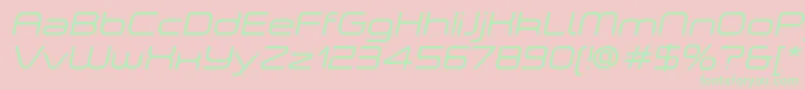 Fonte ASpaceLightItalicDemo – fontes verdes em um fundo rosa