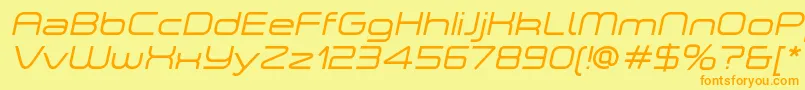 フォントASpaceLightItalicDemo – オレンジの文字が黄色の背景にあります。