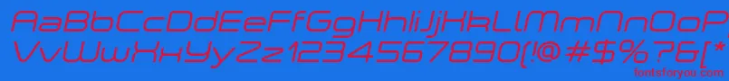 フォントASpaceLightItalicDemo – 赤い文字の青い背景