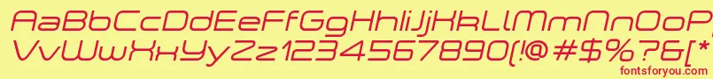 Шрифт ASpaceLightItalicDemo – красные шрифты на жёлтом фоне