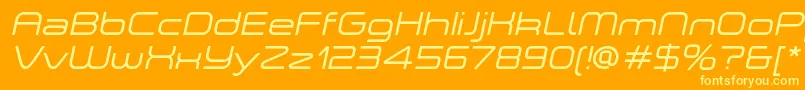 Fonte ASpaceLightItalicDemo – fontes amarelas em um fundo laranja