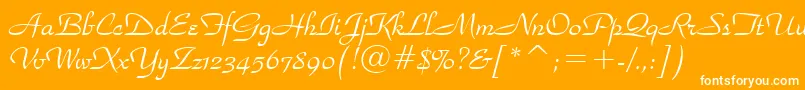 ParkAvenueBt-Schriftart – Weiße Schriften auf orangefarbenem Hintergrund