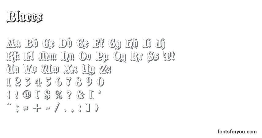 Czcionka Blaccs – alfabet, cyfry, specjalne znaki