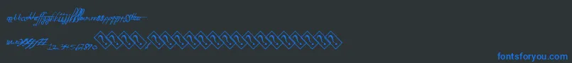 Extrafinescript2-fontti – siniset fontit mustalla taustalla