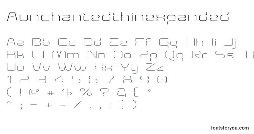 A fonte Aunchantedthinexpanded – alfabeto, números, caracteres especiais