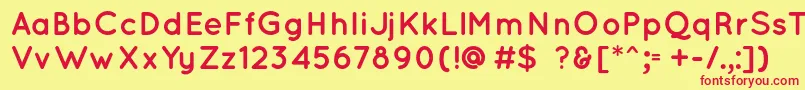 QuicksandBold-fontti – punaiset fontit keltaisella taustalla