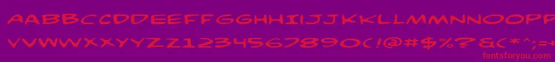 フォントComicBookCommandoExp – 紫の背景に赤い文字