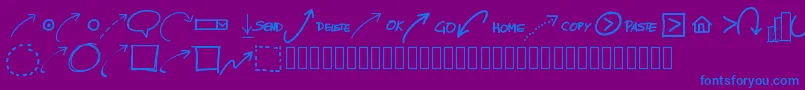 フォントPwnewarrows – 紫色の背景に青い文字