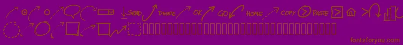 Шрифт Pwnewarrows – коричневые шрифты на фиолетовом фоне