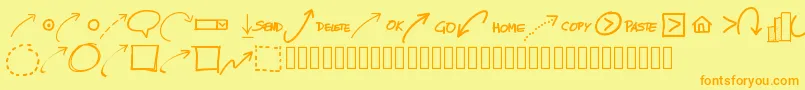 フォントPwnewarrows – オレンジの文字が黄色の背景にあります。