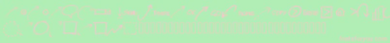 Pwnewarrows-fontti – vaaleanpunaiset fontit vihreällä taustalla