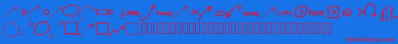 Pwnewarrows Font – Red Fonts on Blue Background