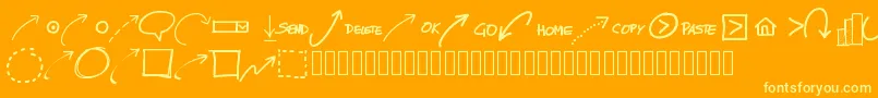 フォントPwnewarrows – オレンジの背景に黄色の文字