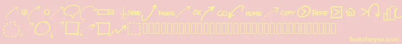 Pwnewarrows-fontti – keltaiset fontit vaaleanpunaisella taustalla