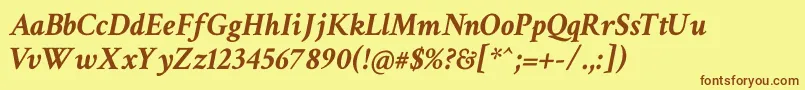 Подробнее о шрифте Crimsontext Bolditalic Шрифт Crimsontext Bolditalic – коричневые шрифты на жёлтом фоне