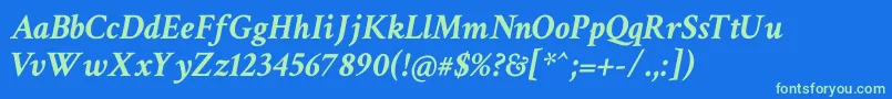 Crimsontext Bolditalic Font – Green Fonts on Blue Background