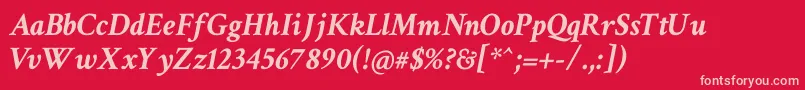 Crimsontext Bolditalic Font – Pink Fonts on Red Background