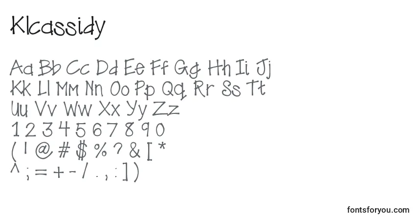 A fonte Klcassidy – alfabeto, números, caracteres especiais