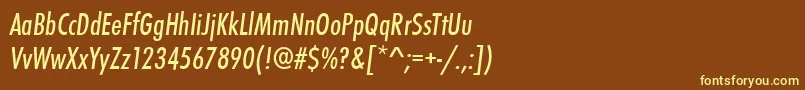 StFunctionCondensedItalic-fontti – keltaiset fontit ruskealla taustalla
