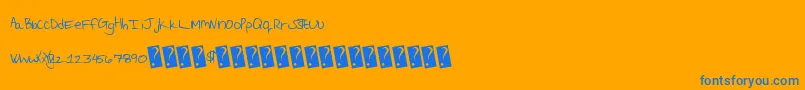 Reaganaldscript-Schriftart – Blaue Schriften auf orangefarbenem Hintergrund