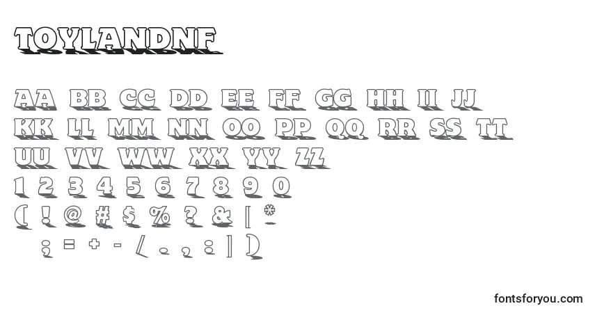 A fonte Toylandnf – alfabeto, números, caracteres especiais