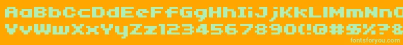 04b11 Font – Green Fonts on Orange Background