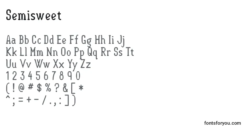 Semisweet-fontti – aakkoset, numerot, erikoismerkit