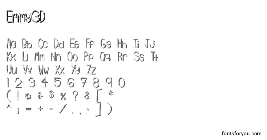 A fonte Emmy3D (80806) – alfabeto, números, caracteres especiais