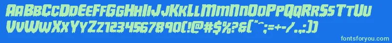 Deathbloodexpandital Font – Green Fonts on Blue Background