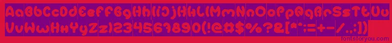 Fonte EarthHeartInverse – fontes roxas em um fundo vermelho