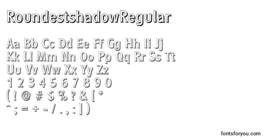 Czcionka RoundestshadowRegular – alfabet, cyfry, specjalne znaki