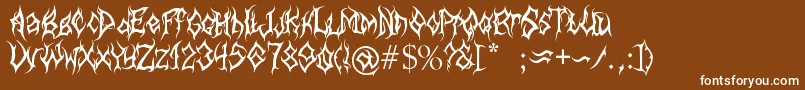 Czcionka MbArcaneFont – białe czcionki na brązowym tle