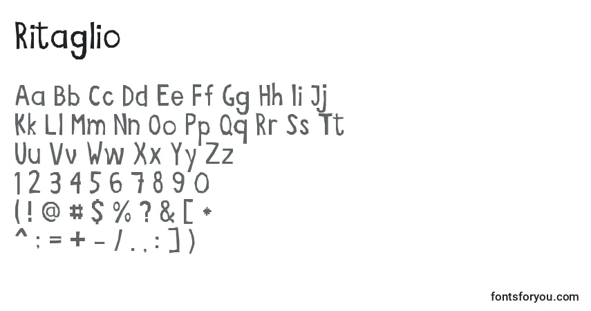 A fonte Ritaglio – alfabeto, números, caracteres especiais