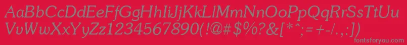 Saiba mais sobre a fonte SoutaneItalic Fonte SoutaneItalic – fontes cinzas em um fundo vermelho
