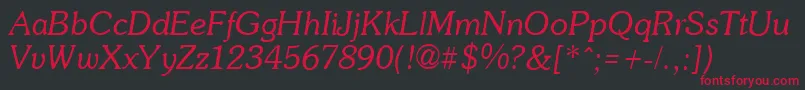 Czcionka SoutaneItalic – czerwone czcionki na czarnym tle