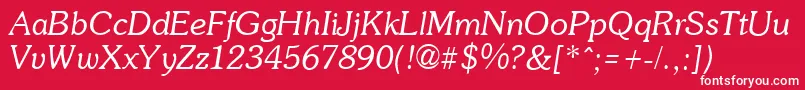 SoutaneItalic-Schriftart – Weiße Schriften auf rotem Hintergrund