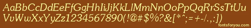 SoutaneItalic Font – Yellow Fonts on Brown Background