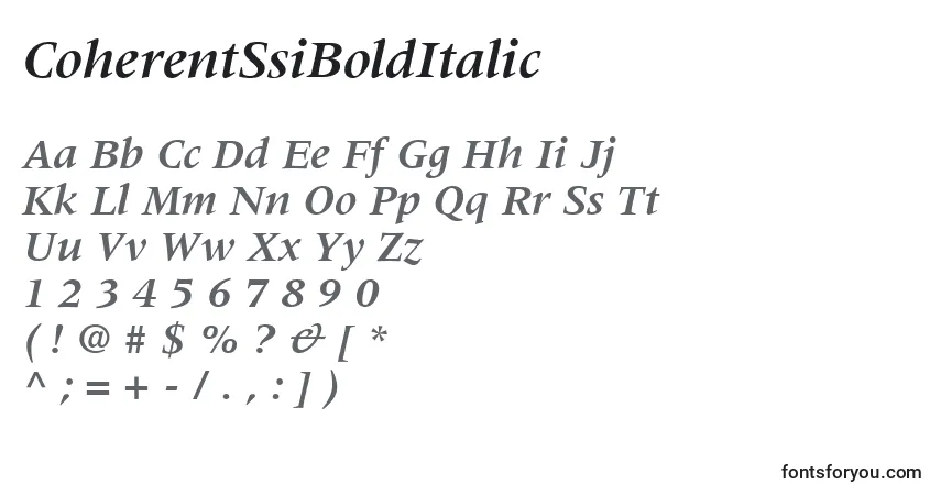 A fonte CoherentSsiBoldItalic – alfabeto, números, caracteres especiais