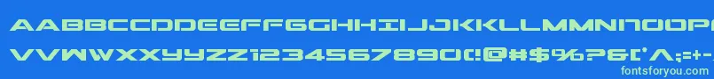 Outridercondbold-Schriftart – Grüne Schriften auf blauem Hintergrund