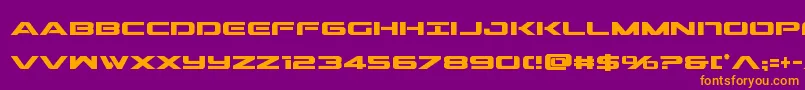 Outridercondbold-Schriftart – Orangefarbene Schriften auf violettem Hintergrund