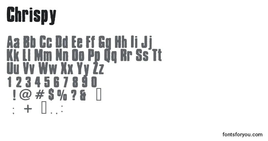 Schriftart Chrispy (80821) – Alphabet, Zahlen, spezielle Symbole