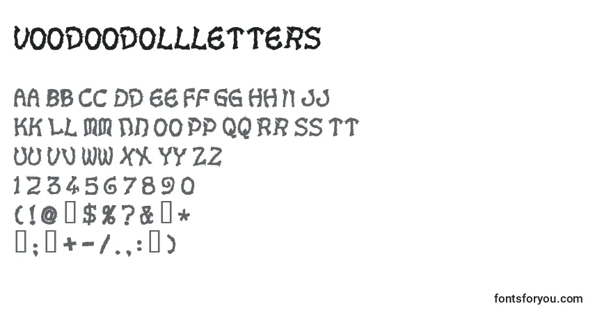 Czcionka Voodoodollletters – alfabet, cyfry, specjalne znaki