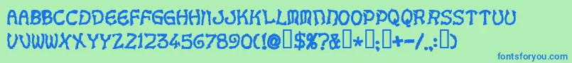 Voodoodollletters Font – Blue Fonts on Green Background